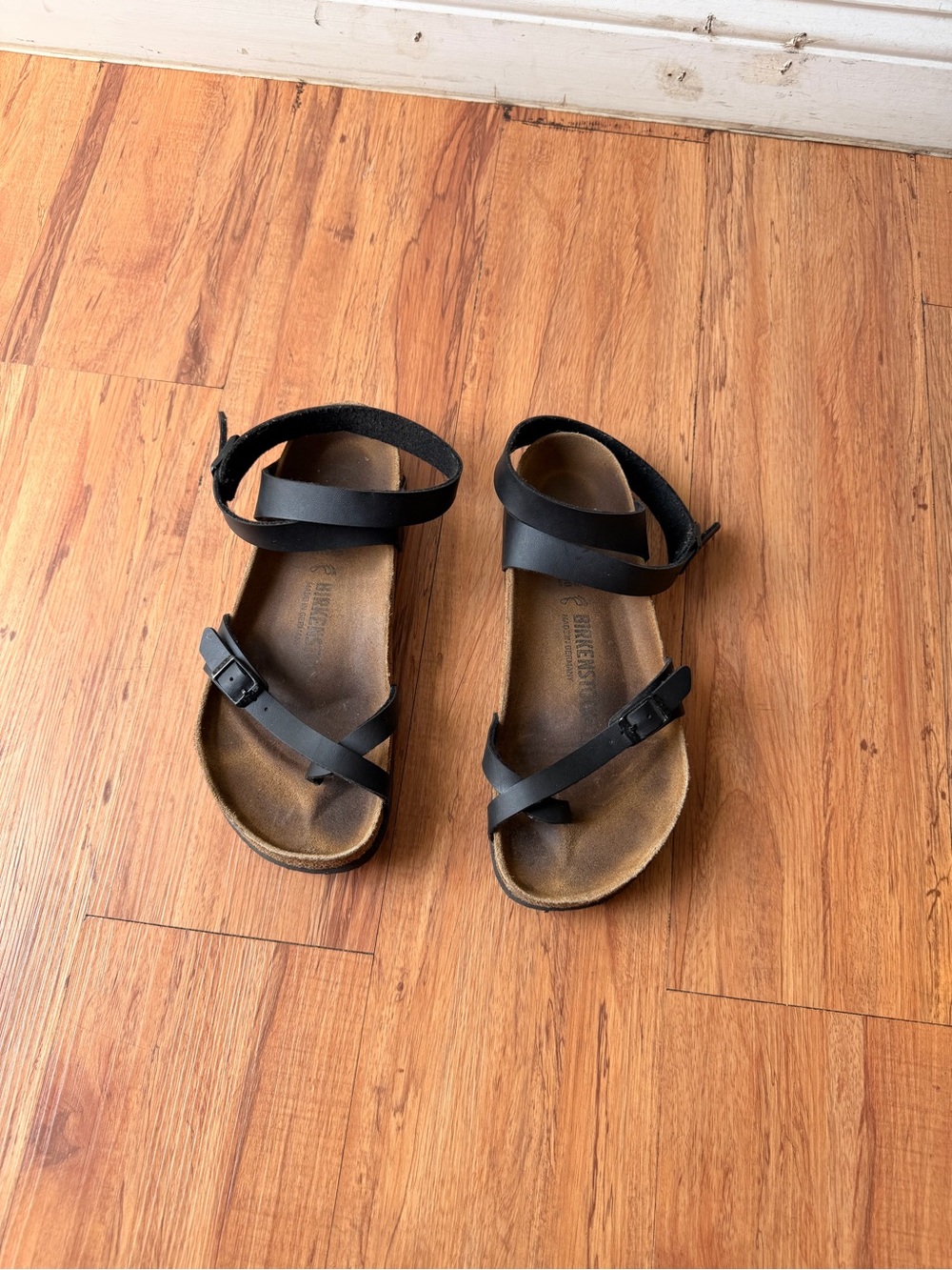 Birkenstock Black Leather Ankle-Strap Sandals